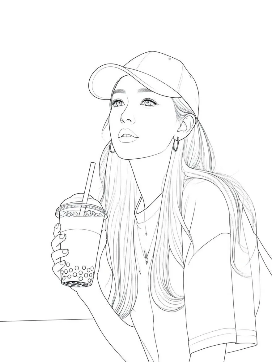 Reference portrait transformed into black-and-white line art